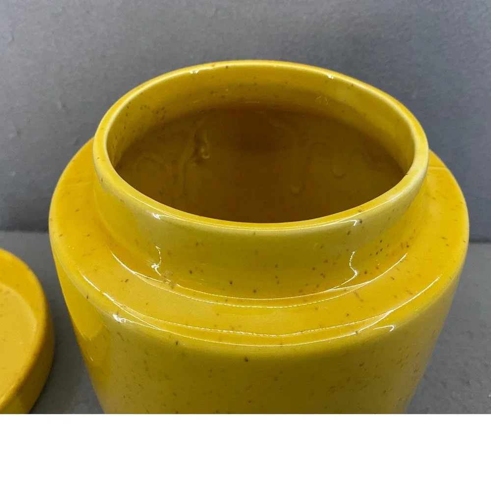McCoy Yellow Speckled Ceramic TEA Canister Lid Mid-Mod Style Storage Jar